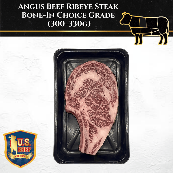 Rare Food Shop Angus Beef Angus Beef Ribeye Steak Bone-In – Choice Grade (300–330g)