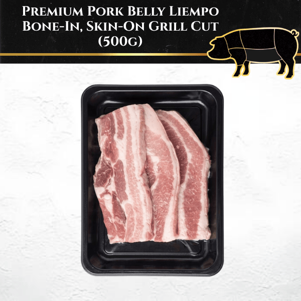 Rare Food Shop Pork Premium Pork Belly Liempo – Bone-In, Skin-On Grill Cut (500g)